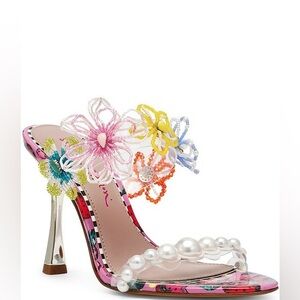 Betsey Johnson Floral Embellished Heels - Pink and Multicolor